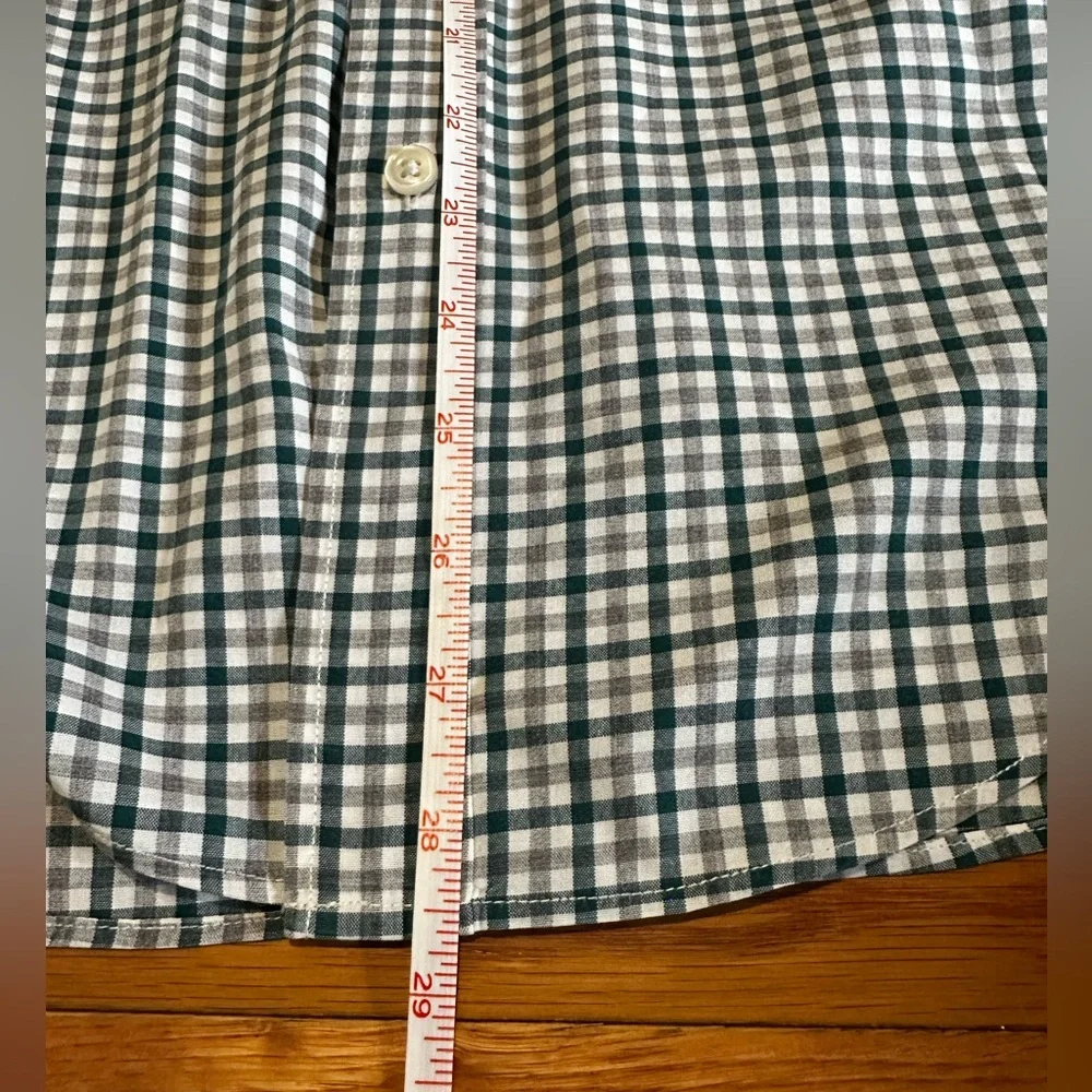 J‎ Crew Men’s Long Sleeve Button Up Slim Small Green Grey Plaid Checkered